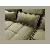 Canapé d'angle LUCAS convertible 4 places vert tissu – gauche – 265x196cm 