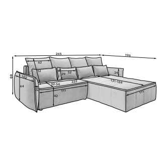Canapé d'angle LUCAS convertible 4 places vert tissu – gauche – 265x196cm 