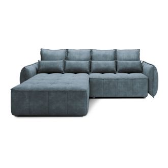 Canapé d'angle LUCAS convertible 4 places bleu foncé tissu – gauche – 265x196cm 