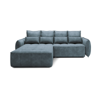 Canapé d'angle LUCAS convertible 4 places bleu foncé tissu – gauche – 265x196cm 