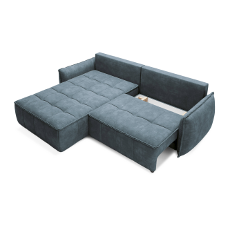 Canapé d'angle LUCAS convertible 4 places bleu foncé tissu – gauche – 265x196cm 