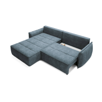Canapé d'angle LUCAS convertible 4 places bleu foncé tissu – gauche – 265x196cm 