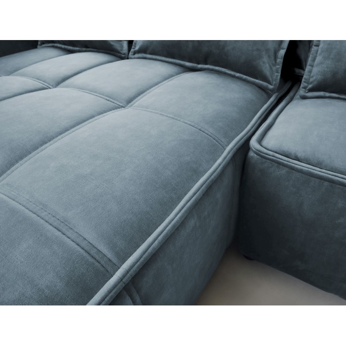 Canapé d'angle LUCAS convertible 4 places bleu foncé tissu – gauche – 265x196cm 