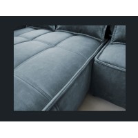 Canapé d'angle LUCAS convertible 4 places bleu foncé tissu – gauche – 265x196cm 