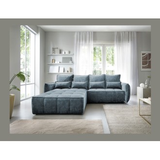 Canapé d'angle LUCAS convertible 4 places bleu foncé tissu – gauche – 265x196cm 