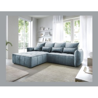 Canapé d'angle LUCAS convertible 4 places bleu foncé tissu – gauche – 265x196cm 