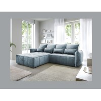 Canapé d'angle LUCAS convertible 4 places bleu foncé tissu – gauche – 265x196cm 