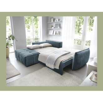 Canapé d'angle LUCAS convertible 4 places bleu foncé tissu – gauche – 265x196cm 