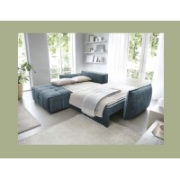 Canapé d'angle LUCAS convertible 4 places bleu foncé tissu – gauche – 265x196cm 