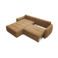 Canapé d'angle LUCAS convertible 4 places jaune tissu – gauche – 265x196cm 