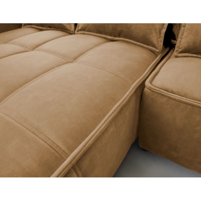 Canapé d'angle LUCAS convertible 4 places jaune tissu – gauche – 265x196cm 