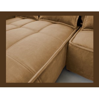 Canapé d'angle LUCAS convertible 4 places jaune tissu – gauche – 265x196cm 