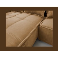 Canapé d'angle LUCAS convertible 4 places jaune tissu – gauche – 265x196cm 