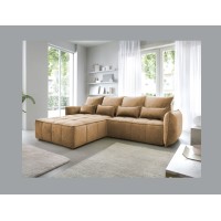 Canapé d'angle LUCAS convertible 4 places jaune tissu – gauche – 265x196cm 