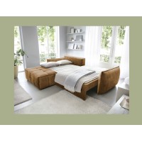 Canapé d'angle LUCAS convertible 4 places jaune tissu – gauche – 265x196cm 