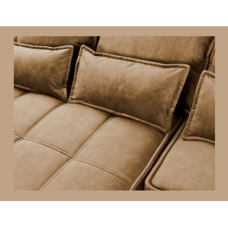 Canapé d'angle LUCAS convertible 4 places jaune tissu – gauche – 265x196cm 