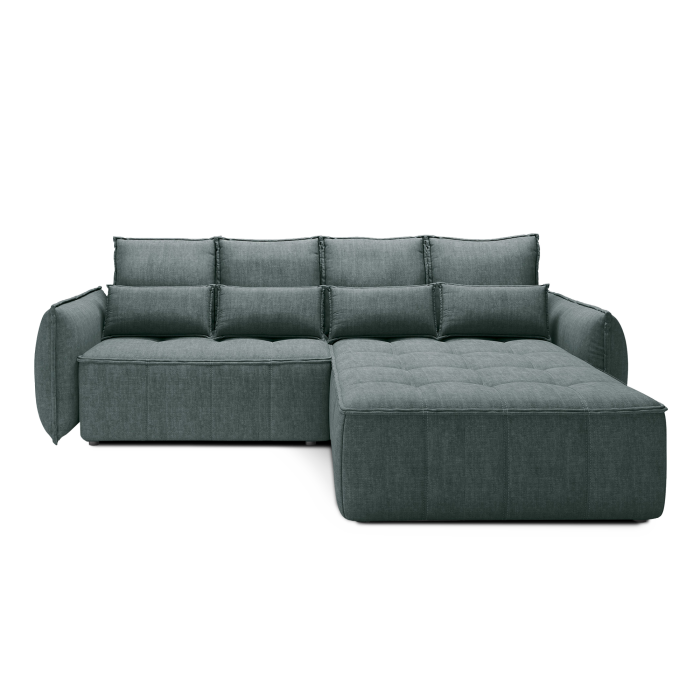 Canapé d'angle LUCAS convertible 4 places vert tissu – droit – 265x196cm 
