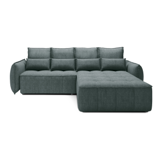 Canapé d'angle LUCAS convertible 4 places vert tissu – droit – 265x196cm 
