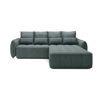 Canapé d'angle LUCAS convertible 4 places vert tissu – droit – 265x196cm 