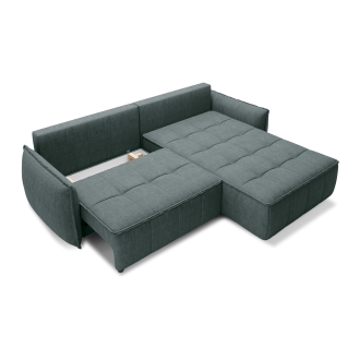 Canapé d'angle LUCAS convertible 4 places vert tissu – droit – 265x196cm 