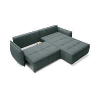 Canapé d'angle LUCAS convertible 4 places vert tissu – droit – 265x196cm 