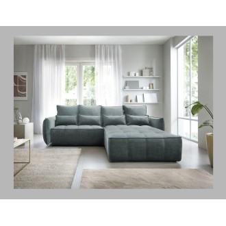 Canapé d'angle LUCAS convertible 4 places vert tissu – droit – 265x196cm 