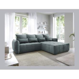 Canapé d'angle LUCAS convertible 4 places vert tissu – droit – 265x196cm 