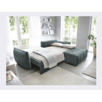Canapé d'angle LUCAS convertible 4 places vert tissu – droit – 265x196cm 