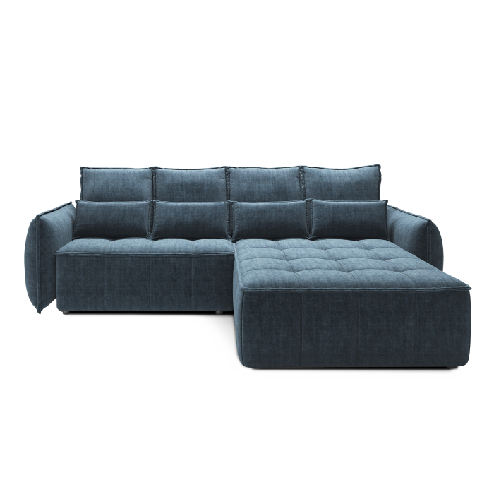 Canapé d'angle LUCAS convertible 3 places bleu foncé tissu – droit – 265x196cm 