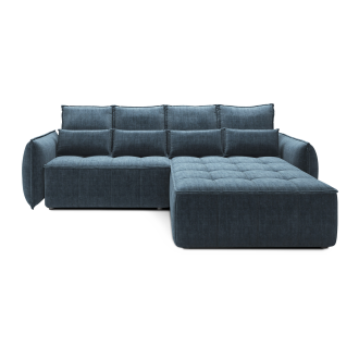 Canapé d'angle LUCAS convertible 3 places bleu foncé tissu – droit – 265x196cm 