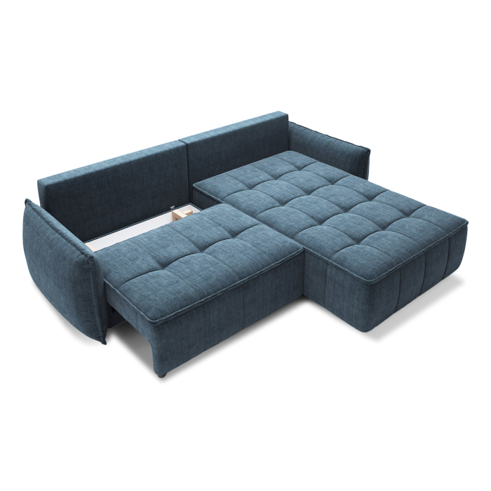 Canapé d'angle LUCAS convertible 3 places bleu foncé tissu – droit – 265x196cm 
