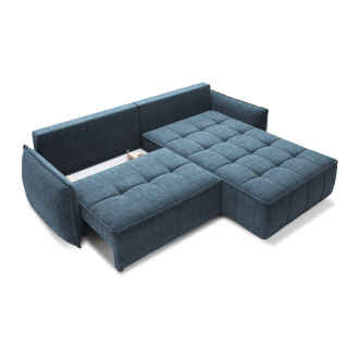 Canapé d'angle LUCAS convertible 3 places bleu foncé tissu – droit – 265x196cm 