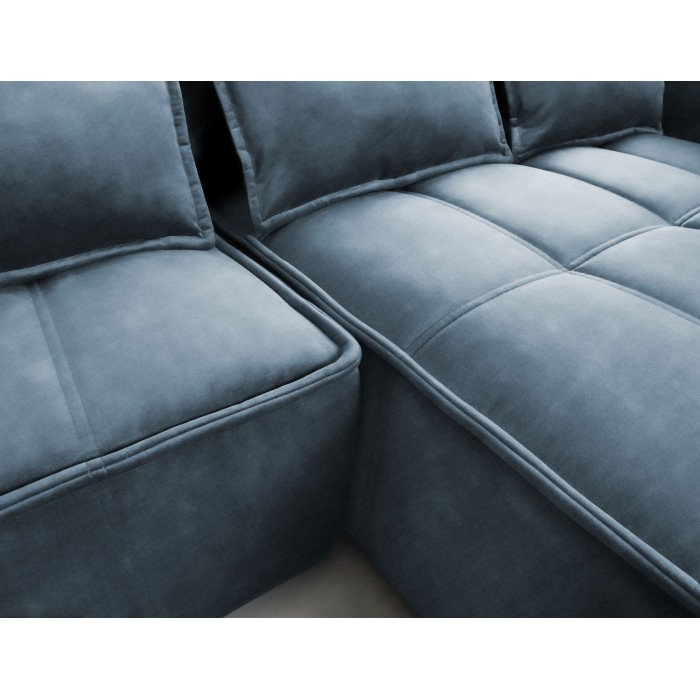Canapé d'angle LUCAS convertible 3 places bleu foncé tissu – droit – 265x196cm 
