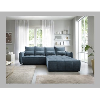 Canapé d'angle LUCAS convertible 3 places bleu foncé tissu – droit – 265x196cm 