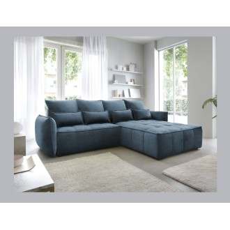 Canapé d'angle LUCAS convertible 3 places bleu foncé tissu – droit – 265x196cm 