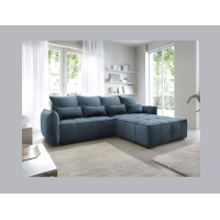 Canapé d'angle LUCAS convertible 3 places bleu foncé tissu – droit – 265x196cm 