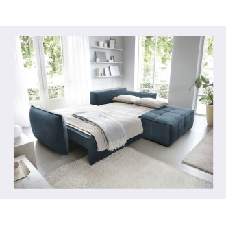 Canapé d'angle LUCAS convertible 3 places bleu foncé tissu – droit – 265x196cm 