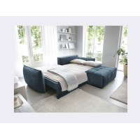 Canapé d'angle LUCAS convertible 3 places bleu foncé tissu – droit – 265x196cm 