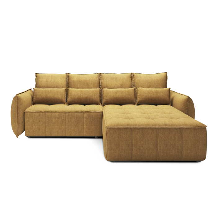 Canapé d'angle LUCAS convertible 4 places jaune tissu – droit – 265x196cm 