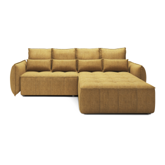 Canapé d'angle LUCAS convertible 4 places jaune tissu – droit – 265x196cm 