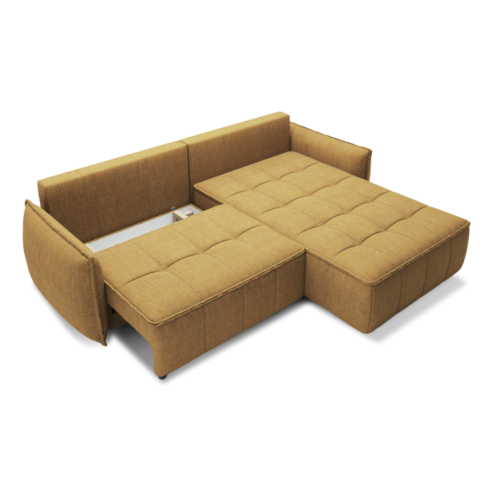 Canapé d'angle LUCAS convertible 4 places jaune tissu – droit – 265x196cm 