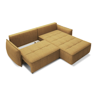 Canapé d'angle LUCAS convertible 4 places jaune tissu – droit – 265x196cm 