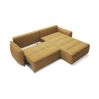 Canapé d'angle LUCAS convertible 4 places jaune tissu – droit – 265x196cm 