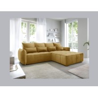 Canapé d'angle LUCAS convertible 4 places jaune tissu – droit – 265x196cm 