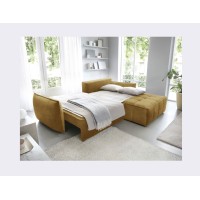 Canapé d'angle LUCAS convertible 4 places jaune tissu – droit – 265x196cm 