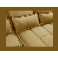 Canapé d'angle LUCAS convertible 4 places jaune tissu – droit – 265x196cm 