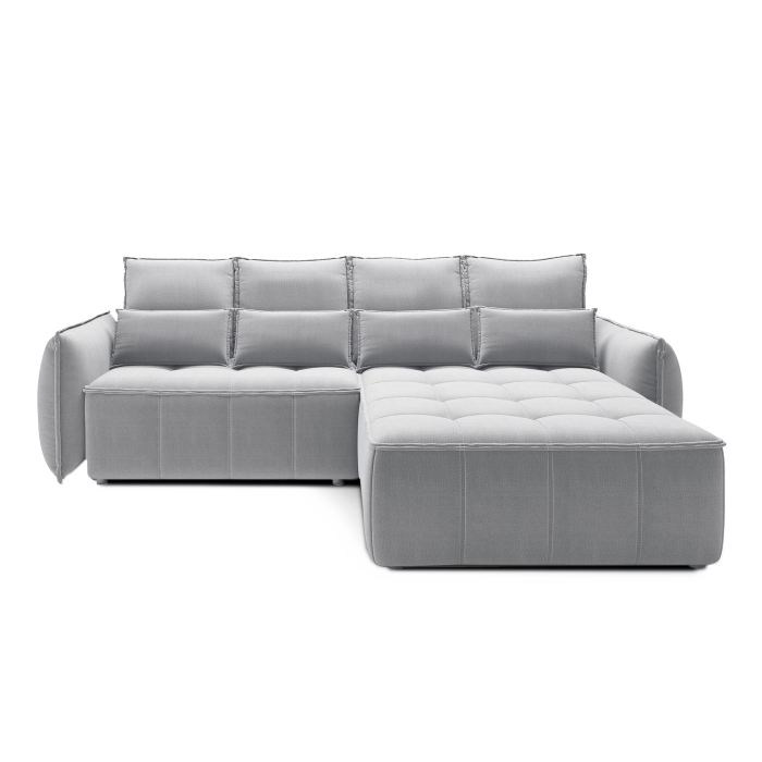 Canapé d'angle LUCAS convertible 4 places gris clair tissu – droit – 265x196cm 