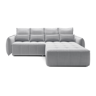 Canapé d'angle LUCAS convertible 4 places gris clair tissu – droit – 265x196cm 