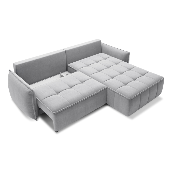 Canapé d'angle LUCAS convertible 4 places gris clair tissu – droit – 265x196cm 