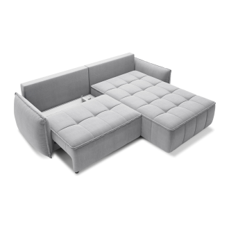 Canapé d'angle LUCAS convertible 4 places gris clair tissu – droit – 265x196cm 